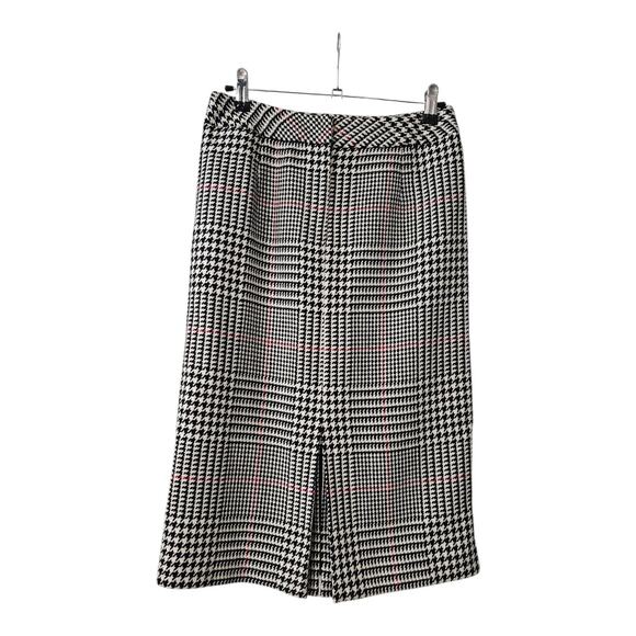 Talbots Size 4 100% Wool Skirt Houndstooth Lined Front Kick Slit USA Career - Picture 1 of 12